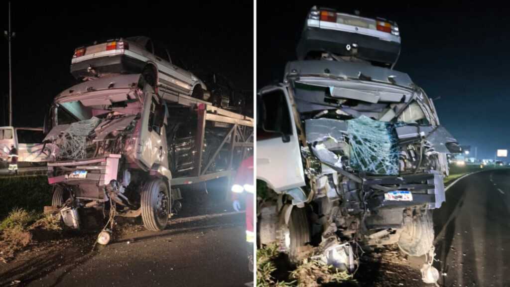 Caminhão-cegonha bate em ônibus e trava pista em Nova Odessa caminhao-cegonha-bate-em-onibus-e-trava-rodovia-em-nova-odessa